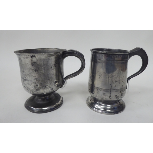 74 - Twelve various 18th/19thC pewter one pint (approx.) mugs of varying design