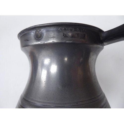 75 - Twelve similar 18th and 19thC pewter quart size (approx.) baluster shape mugs