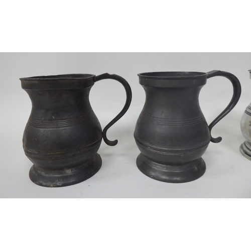 78 - Twelve similar 18th and 19thC pewter tankards/measures of waisted, baluster form