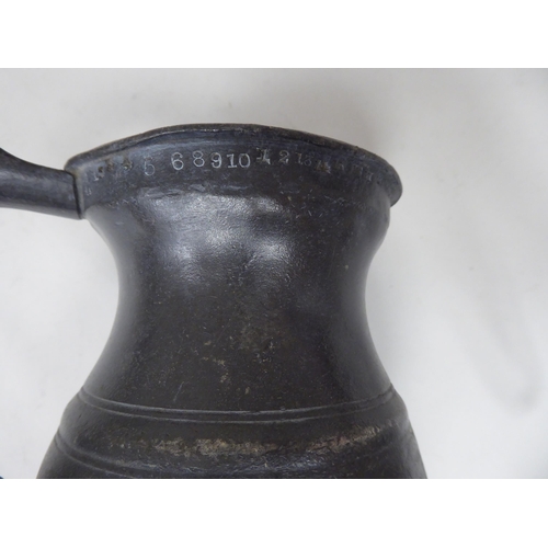 79 - Fourteen 17th and 18thC pewter, baluster shape measures  largest approx. one pint