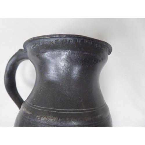 79 - Fourteen 17th and 18thC pewter, baluster shape measures  largest approx. one pint