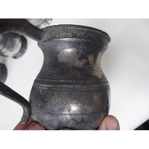 79 - Fourteen 17th and 18thC pewter, baluster shape measures  largest approx. one pint