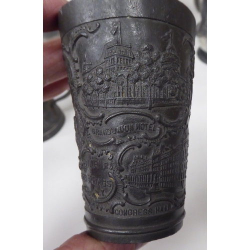 81 - Various 18th and 19thC pewter mugs, one pint and less of varying design