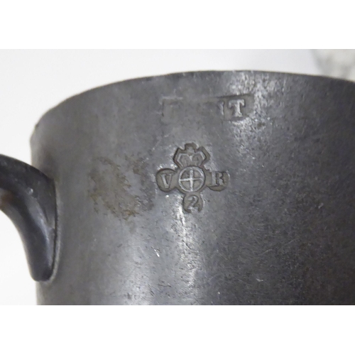 81 - Various 18th and 19thC pewter mugs, one pint and less of varying design