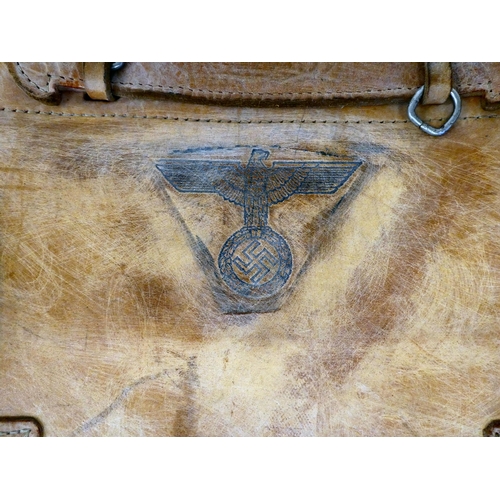 88 - A German Third Reich era stitched, soft pigskin attaché case  bears an impressed emblem(Please Note:... 