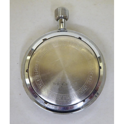 13 - A Leonidas stainless steel cased stop watch, faced by an Arabic dial