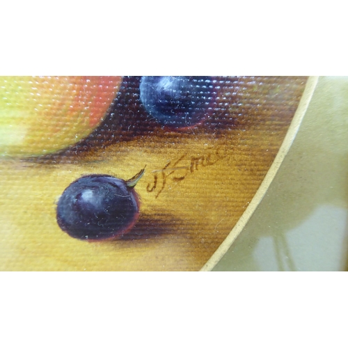 185 - JF Smith - two still life studies, soft fruit  oils  bearing signatures  6.5