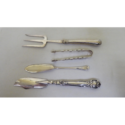 252 - Silver flatware: to include a set of four teaspoons with bright cut engraving  mixed marks