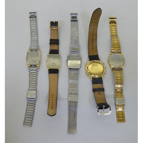 253 - Five Seiko quartz wristwatches: to include a Chronograph with a black baton dial and two subsidiarie... 