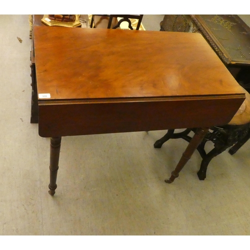 306 - A late Victorian mahogany Pembroke table, raised on turned legs and casters  30