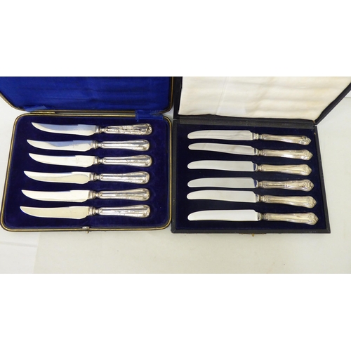 337 - Silver plated, white metal and loaded silver handled knives  mixed marks