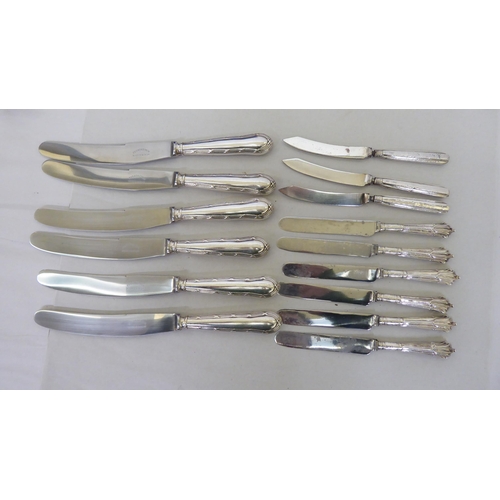 337 - Silver plated, white metal and loaded silver handled knives  mixed marks