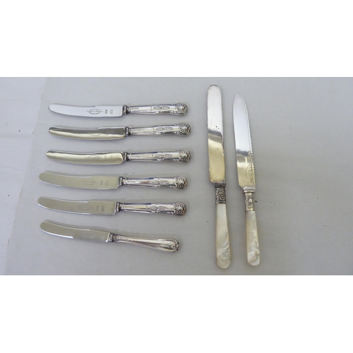 337 - Silver plated, white metal and loaded silver handled knives  mixed marks