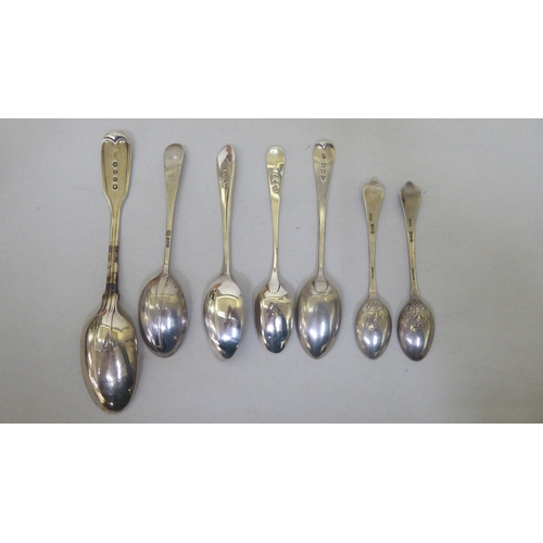 338 - Variously patterned silver and white metal teaspoons  mixed marks  (approx. 17ozs)