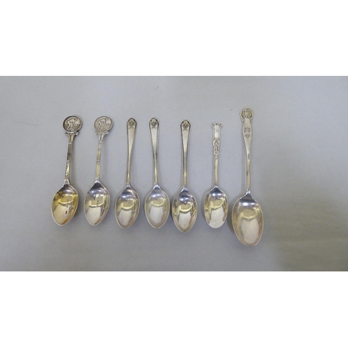 338 - Variously patterned silver and white metal teaspoons  mixed marks  (approx. 17ozs)