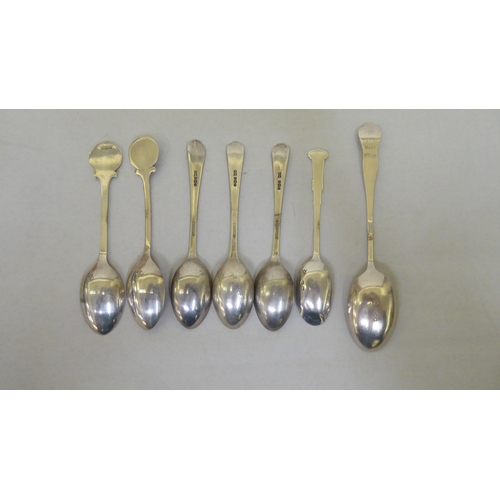 338 - Variously patterned silver and white metal teaspoons  mixed marks  (approx. 17ozs)