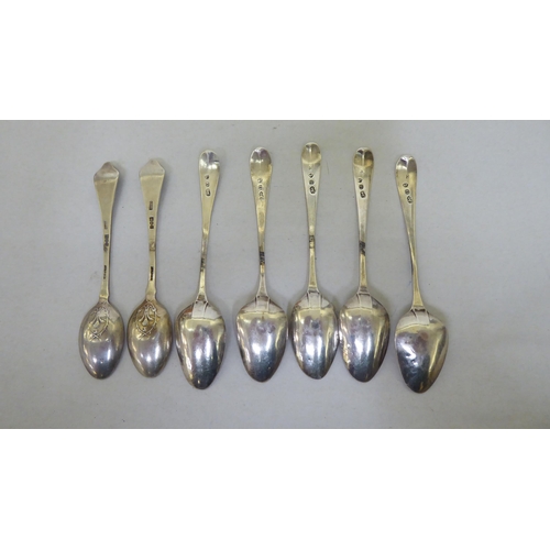 338 - Variously patterned silver and white metal teaspoons  mixed marks  (approx. 17ozs)