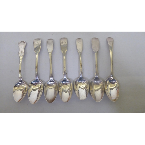 338 - Variously patterned silver and white metal teaspoons  mixed marks  (approx. 17ozs)