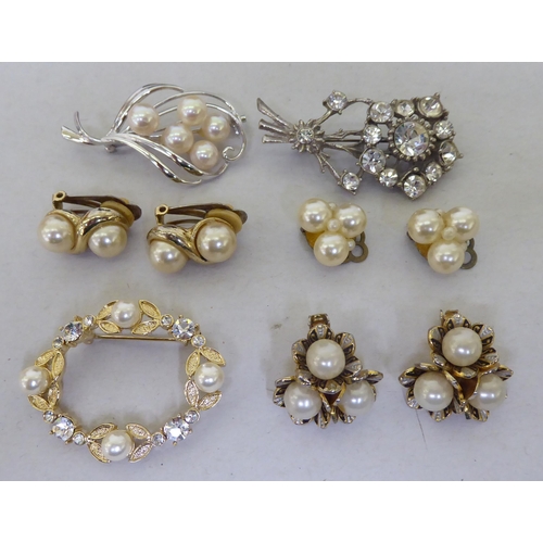 340 - Items of personal ornament: to include marcasite set and simulated pearl set jewellery