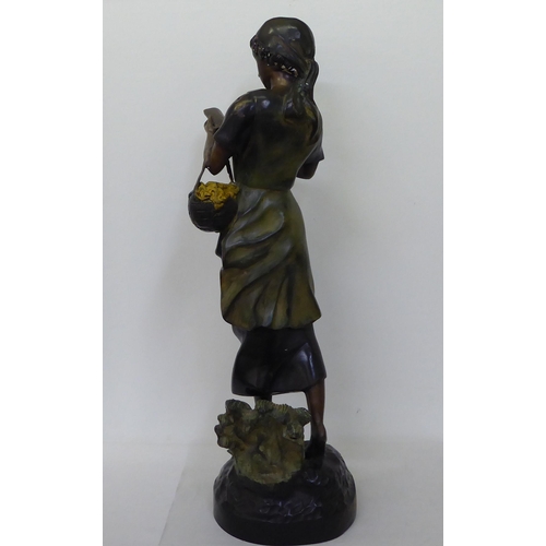 367 - A bronze finished cast metal figure, a young girl reading a book  29