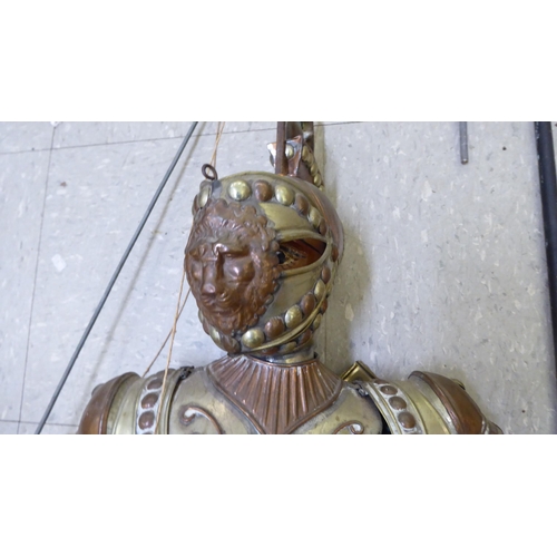 369 - A wooden and metal puppet, fashioned as a knight  38