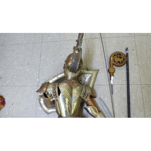 369 - A wooden and metal puppet, fashioned as a knight  38