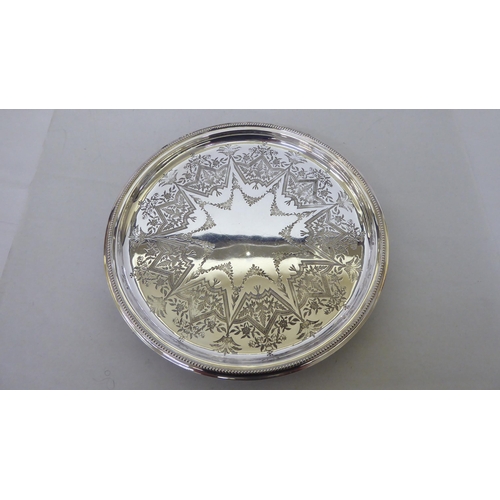 384 - Silver plate: to include a four piece tea set of oval, demi-reeded form