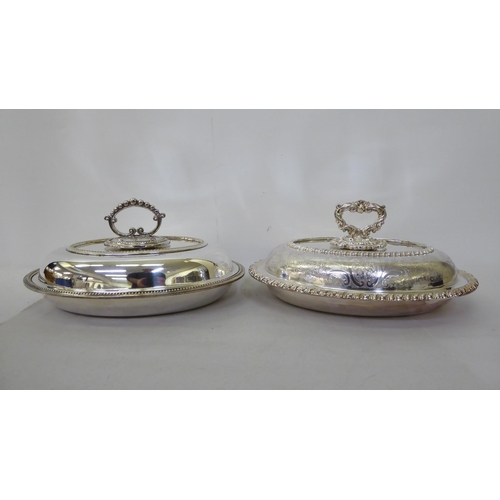 384 - Silver plate: to include a four piece tea set of oval, demi-reeded form