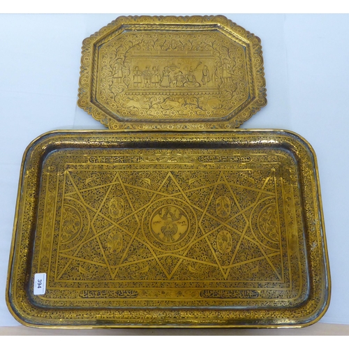 394 - Early 20thC Indian brass collectables: to include a tea caddy, decorated with figures  6