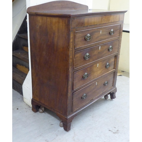 41 - An early 19thC mahogany cabinet with a hinged lid, over a facsimile drawer and three drawers, raised... 