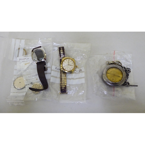 43 - Wristwatches  variously cased and strapped; and watch parts  