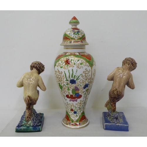 50 - 19thC and later decorative ceramics: to include two pottery figures 'Pan'  8