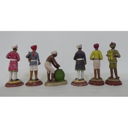 55 - Six modern Indian clay figures, variously attired  6