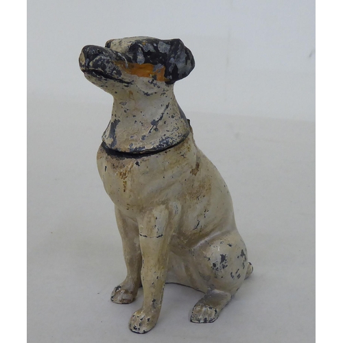 56 - A mixed lot: to include a cast metal painted vesta case, fashioned as a dog  4