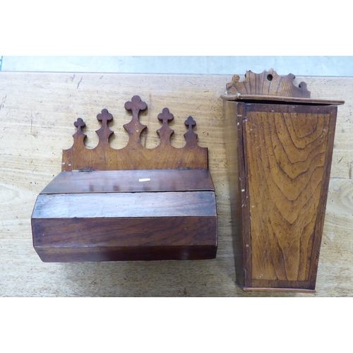 67 - Two George III hardwood candle boxes  largest 16