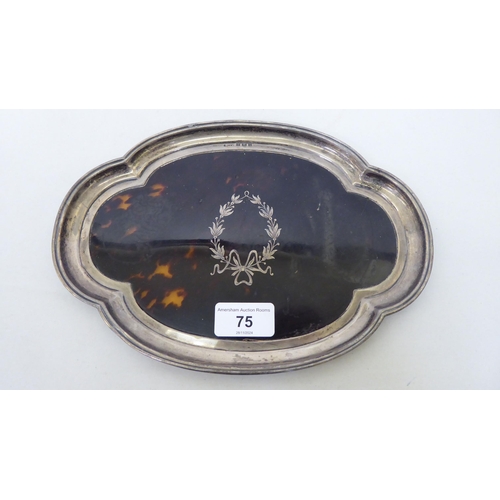 75 - A silver mounted tortoiseshell dressing table tray  Birmingham 1919  10