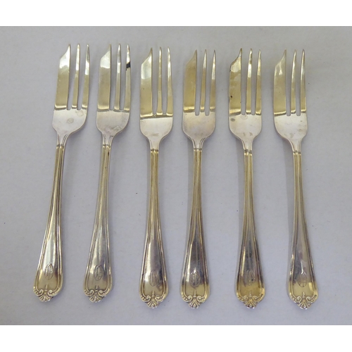 78 - A set of six silver cake forks  Sheffield 1923