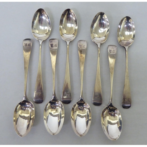 79 - A set of eight late Victorian silver Old English pattern teaspoons  London 1890  (approx. 4ozs)