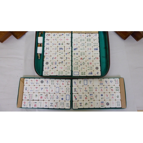 208 - A resin tile mah-jong set and tile boards