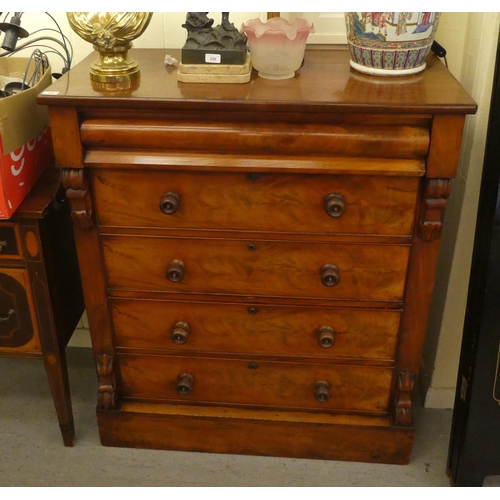 328 - A late Victorian mahogany dressing chest with five long drawers, on a plinth  49