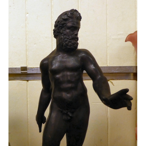 330 - A patinated bronze classical figure Neptune, on a marble plinth  22