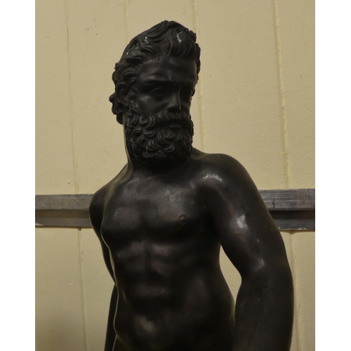 330 - A patinated bronze classical figure Neptune, on a marble plinth  22