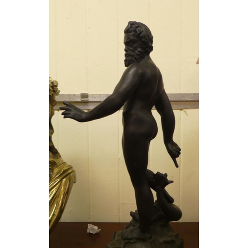 330 - A patinated bronze classical figure Neptune, on a marble plinth  22