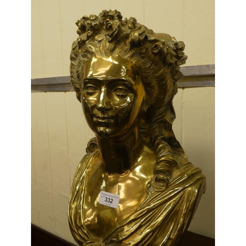 332 - After Palmson - a cast brass bust of a woman with a bow in her hair  20