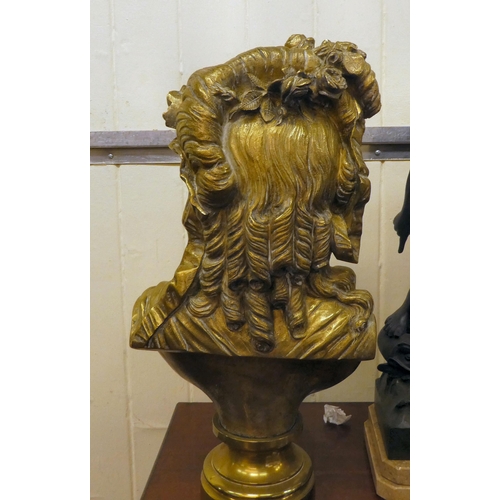 332 - After Palmson - a cast brass bust of a woman with a bow in her hair  20