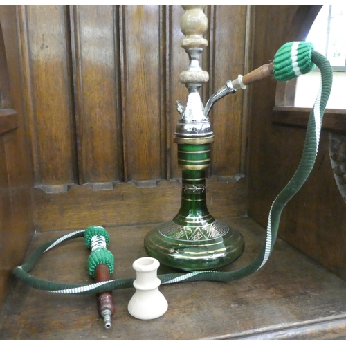 352 - A modern hookah pipe, in ceramic and glass with stone insets  33