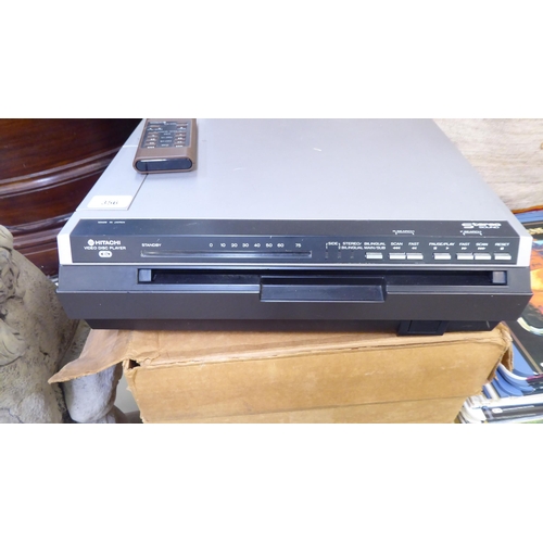 356 - A selection of CED video discs; and a Hitachi player with remote