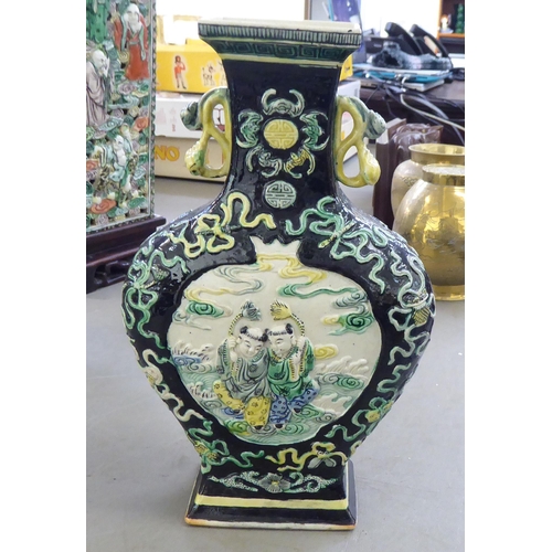 363 - 20thC Oriental and other collectables: to include a circa 1950s Chinese porcelain vase of square, ta... 