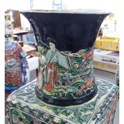 363 - 20thC Oriental and other collectables: to include a circa 1950s Chinese porcelain vase of square, ta... 