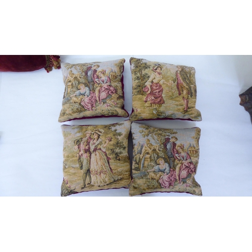 371 - A mixed lot: to include a cushion, decorated with a courting couple